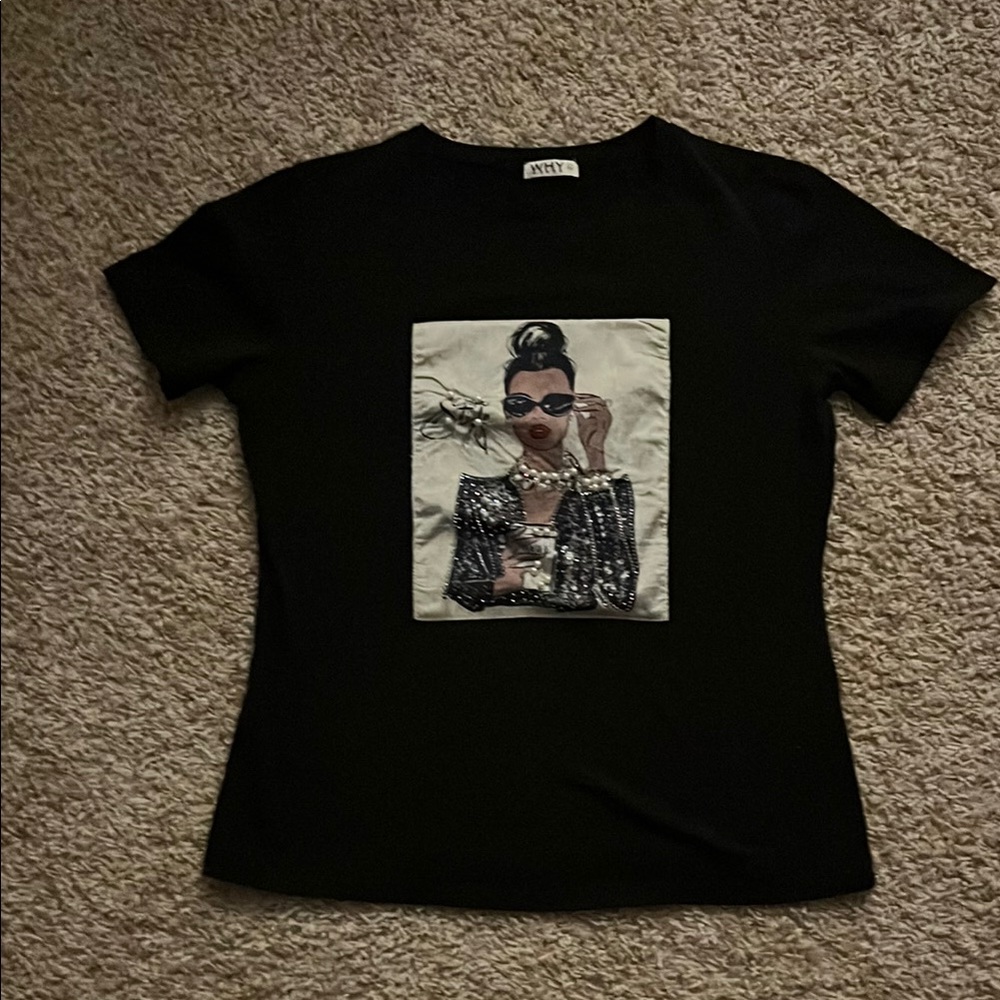 Why  Black Fitted Graphic Short Sleeve T-Shirt